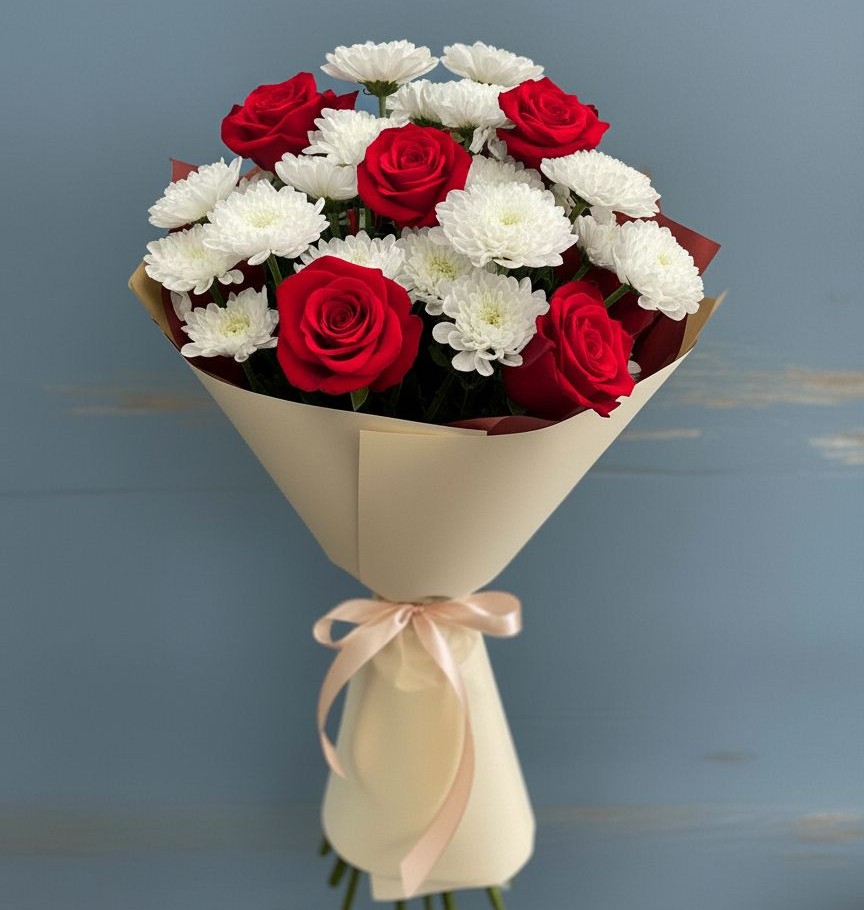 Букет цветов из: Розы и Хризантемы в Мамонах