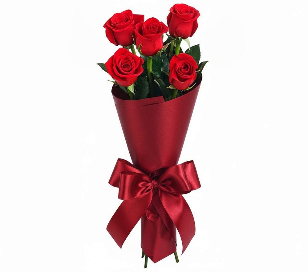 Букет 5 Красных роз Эдлесс Лав в Мамонах