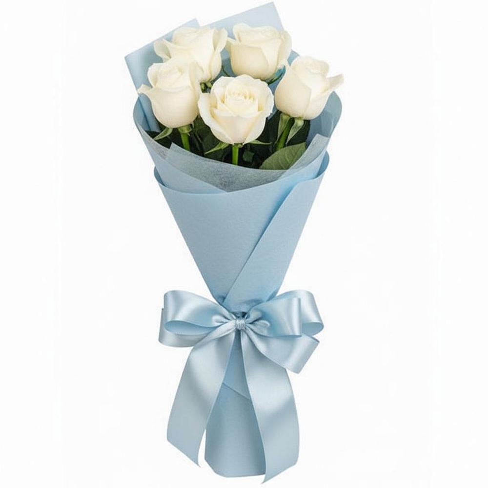Букет 5 Белых роз Проуд в Мамонах