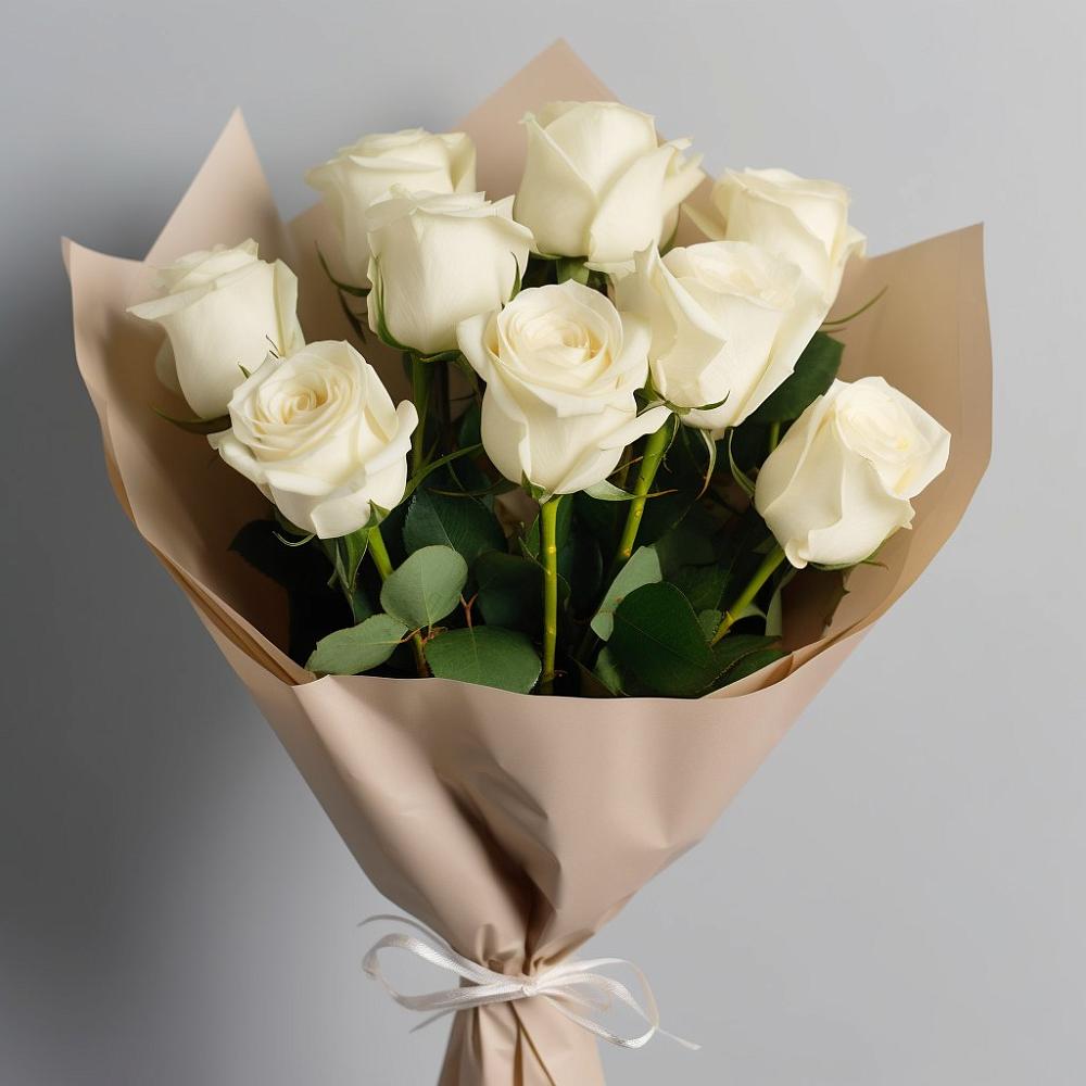 Букет 9 Белых роз Эдлесс Лав в Мамонах