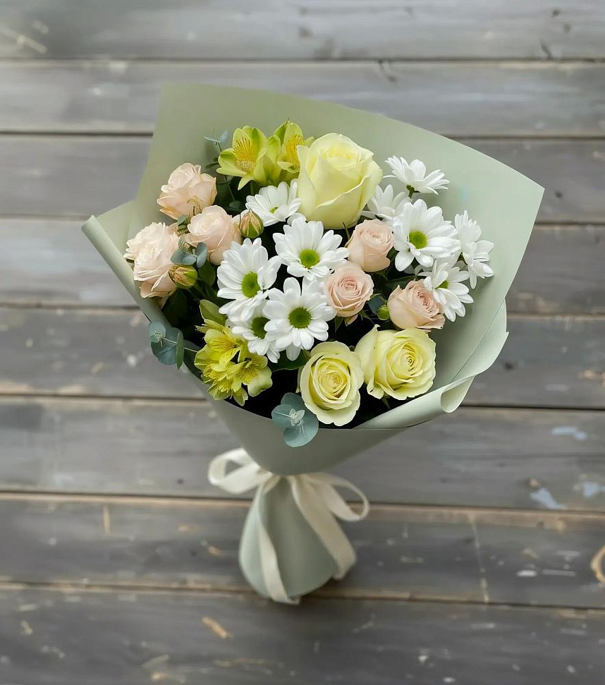 Букет цветов из: Альстромерии, Розы и Хризантемы в Мамонах