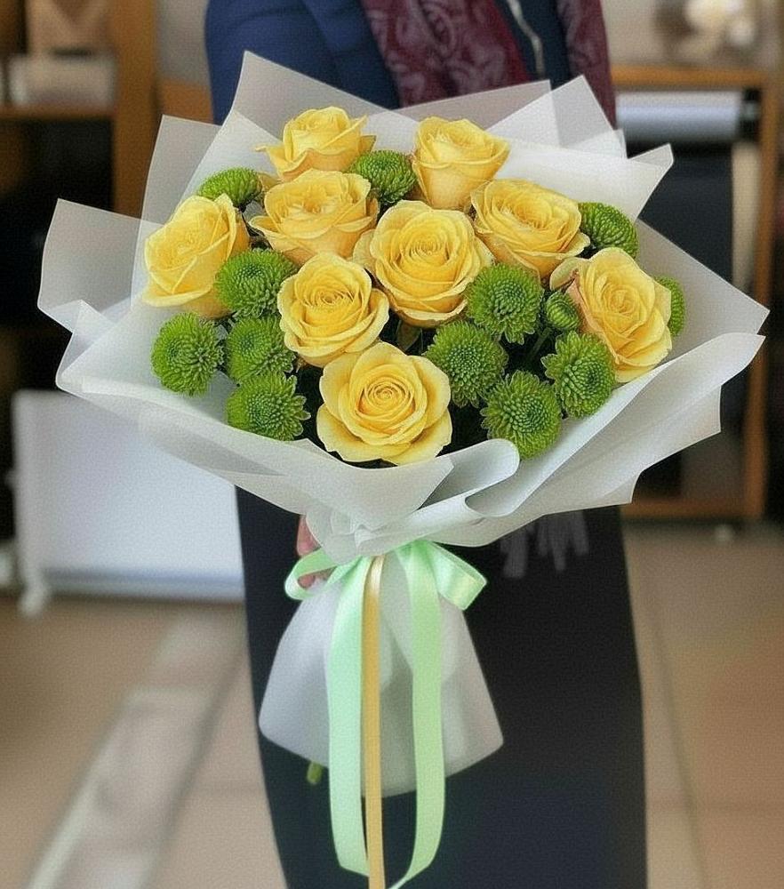 Букет цветов из: Хризантемы и Розы в Мамонах