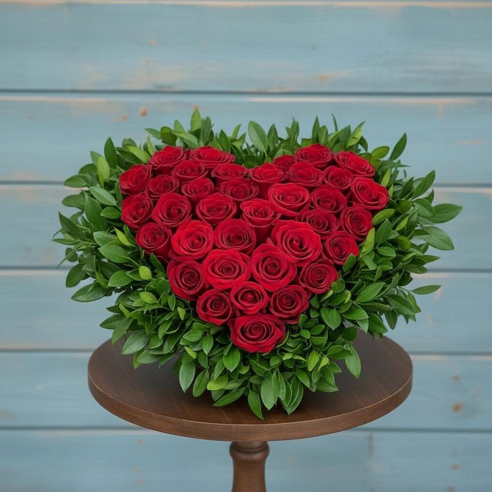 Цветочная композиция из Розы в виде сердца в Мамонах