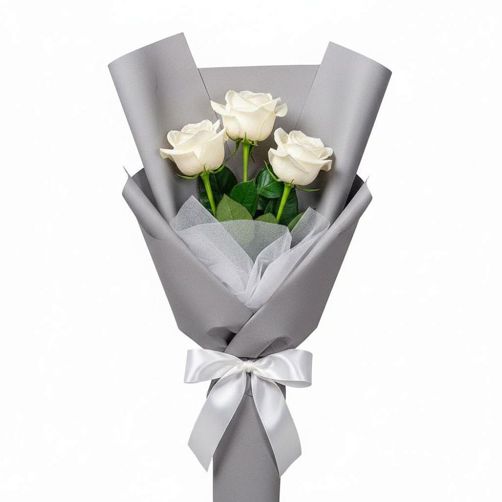 Букет 3 белые розы в Мамонах