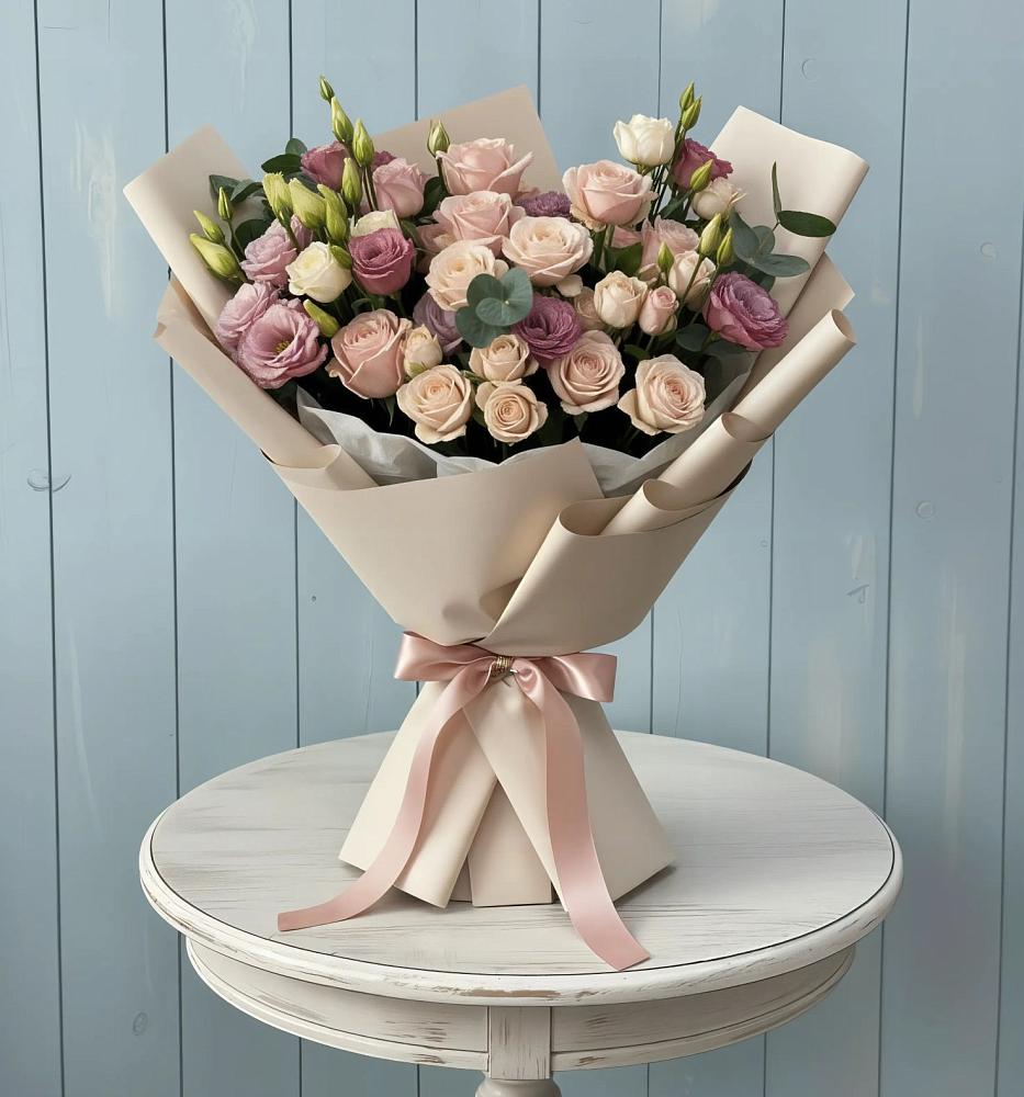 Букет цветов из: Розы и Лизиантусы в Мамонах