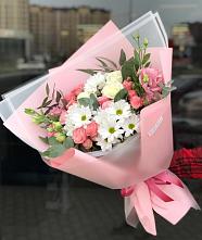 Букет цветов из:  Розы, Лизиантусы и Хризантемы в Мамонах